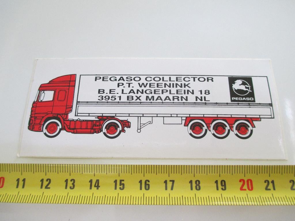sticker Maarn PEGASO COLLECTOR P.T. Weenink *, Verzamelen, Ophalen, Zo goed als nieuw