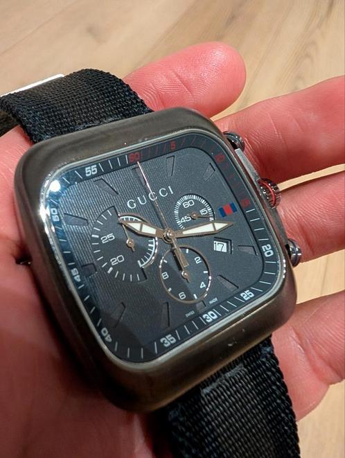 Gucci Coupe - 131.2 - Box set - Blue and Grey Nylon Strap, Sieraden, Tassen en Uiterlijk, Horloges | Heren, Gebruikt, Polshorloge