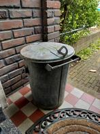Zinken ouderwetse prullenbak, Ophalen of Verzenden, Gebruikt, Minder dan 50 cm