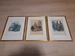 3x Antieke MODE Prenten van Franse Families ca 1800, Antiek en Kunst, Kunst | Etsen en Gravures, Ophalen
