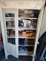 Antieke kast met glazen deur, 100 tot 150 cm, Glas, 150 tot 200 cm, 25 tot 50 cm