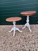 2xstuks leuke brocante tafeltjes, Huis en Inrichting, Tafels | Bijzettafels, Ophalen, Rond, Minder dan 55 cm, 45 tot 60 cm