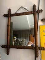 Vintage Bamboe Spiegel Frans Stijl, Ophalen of Verzenden, Vierkant, Minder dan 50 cm, Minder dan 100 cm