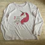 Lichtroze eenhoorn Longsleeve shirt met lange mouw- Maat 134, Meisje, Ophalen of Verzenden, Zo goed als nieuw, Shirt of Longsleeve