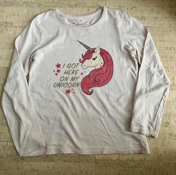 Lichtroze eenhoorn Longsleeve shirt met lange mouw- Maat 134 beschikbaar voor biedingen