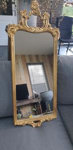 Goud vergulde halspiegel, afm h 96 cm., Antiek en Kunst, Ophalen, Rechthoekig, Minder dan 100 cm