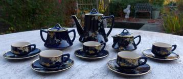 Navy Blauw Prachtig Japans Thee servies Soko Handpainted  beschikbaar voor biedingen