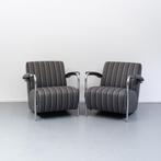 3x Leolux Scylla fauteuil zwart/grijs gestreept, Huis en Inrichting, Ophalen of Verzenden, Zo goed als nieuw, Leer