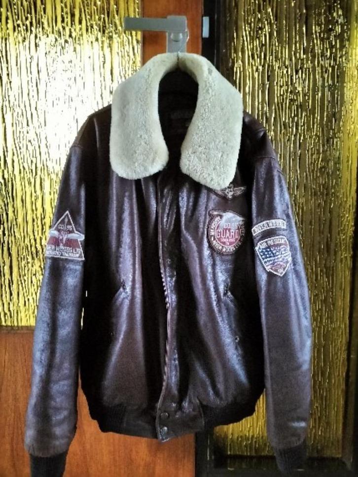 NIEUWSTAAT: leren herenjas merk "RIVER WOODS" maat "L" !, Kleding | Heren, Jassen | Winter, Zo goed als nieuw, Maat 52/54 (L)