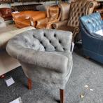 Chesterfield fauteuil, tub chair zwart grijs vintage leer, Huis en Inrichting, Ophalen, Gebruikt, 75 tot 100 cm, Leer