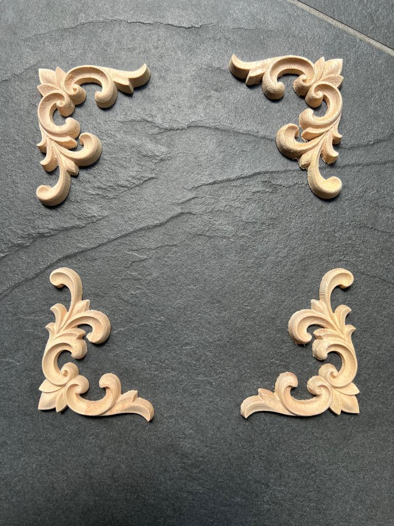 Houtsnijwerk ornament set van 4 brocante hoek applique, Huis en Inrichting, Woonaccessoires | Overige, Nieuw, Ophalen of Verzenden