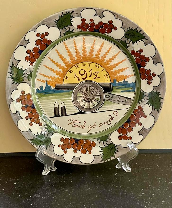 Zeldzaam Kerstbord 1914, WOI - Potterij Rembrandt Utrecht, Antiek en Kunst, Antiek | Wandborden en Tegels, Verzenden
