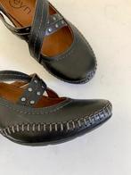 J313 Feyn maat 37/H leren pumps sandalen hak schoenen zwart, Feyn, Zwart, Zo goed als nieuw, Sandalen of Muiltjes