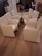 6 wit lederen eettafelstoelen. Goede staat., Huis en Inrichting, Stoelen, Ophalen, Gebruikt, Wit, Leer