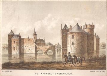 Culemborg. Het kasteel te Culemborch. Litho ca. 1854 beschikbaar voor biedingen