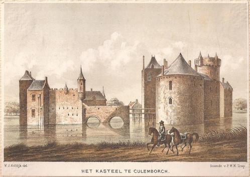 Culemborg. Het kasteel te Culemborch. Litho ca. 1854, Antiek en Kunst, Kunst | Etsen en Gravures, Ophalen of Verzenden