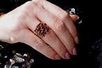 Unieke Vintage Gouden Ring Met Granaat, Ophalen of Verzenden, Zo goed als nieuw, 17 tot 18, Met edelsteen