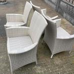 4 lichtkleurige tuinstoelen, Tuin en Terras, Tuinsets en Loungesets, Ophalen, 4 zitplaatsen, Kunststof, Gebruikt