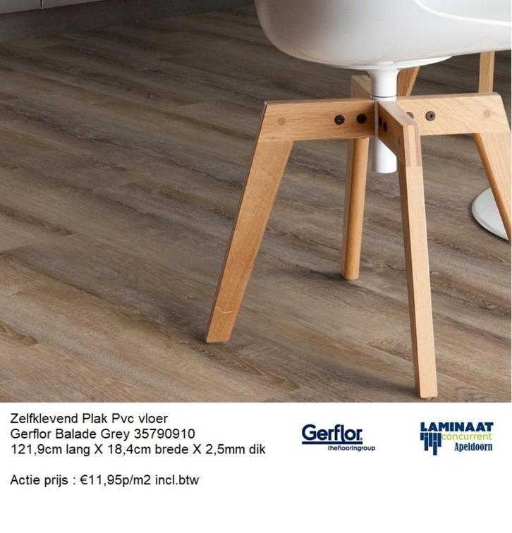 Zelfklevend Plak Pvc Balade 2,5mm dik €11,95m2 incl.btw, Huis en Inrichting, Stoffering | Vloerbedekking, Nieuw, Laminaat, Bruin