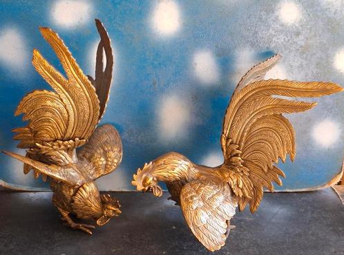 Vechthanen. Messing. 2 stuks. Messing.  21 & 26 cm., Antiek en Kunst, Curiosa en Brocante, Ophalen
