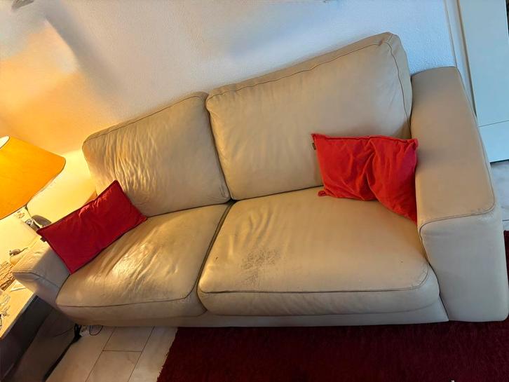 Gratis leren bank - af te halen, Huis en Inrichting, Banken | Sofa's en Chaises Longues, Gebruikt, Tweepersoons, 150 tot 200 cm