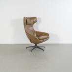 1x Leolux Caruzzo Fauteuil + Voetenbank Bruin Leer - Zwart, Huis en Inrichting, 75 tot 100 cm, Ophalen of Verzenden, Zo goed als nieuw