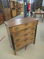 Oer 11154 ANTIEKE eiken Hollandse Empire commode met 4 laden, Antiek en Kunst, Ophalen