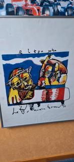 Elton John Litho door herman brood 1993 in lijst zit een kle, Ophalen of Verzenden