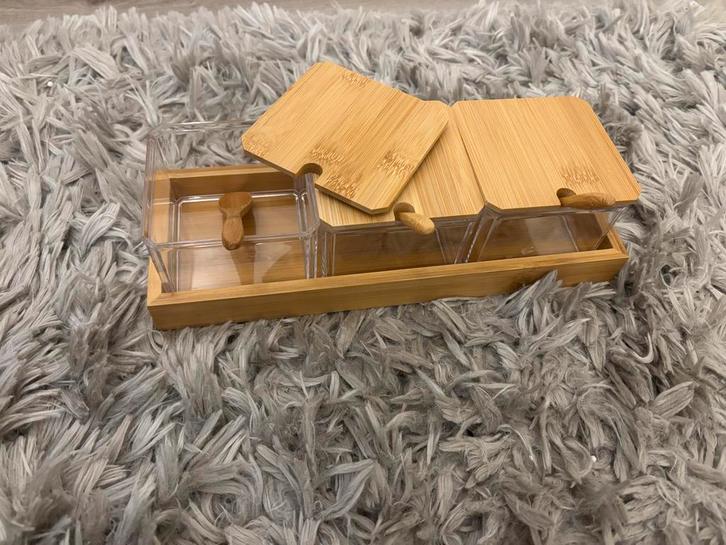 Kruidenpotjes set - Bamboe houder, Huis en Inrichting, Keuken | Keukenbenodigdheden, Nieuw, Ophalen