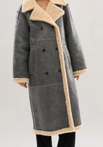Karen by Simonsen leren winterjas oversized maat 36, Nieuw, Ophalen of Verzenden, Maat 36 (S), Grijs