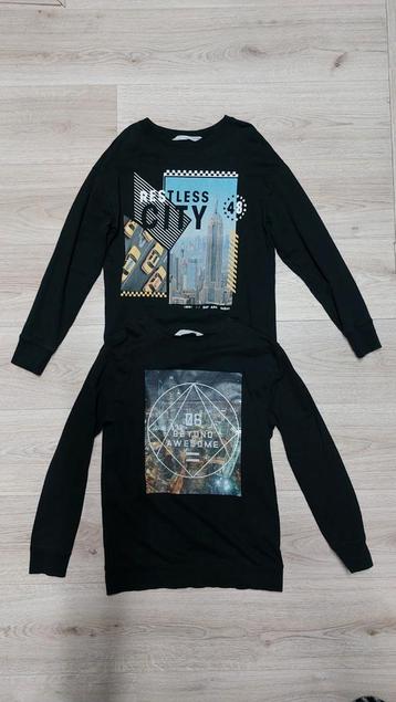 2 Zwarte Sweaters Stadse Print Maat 146-152 beschikbaar voor biedingen