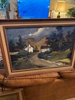 Schilderij van landschap met huizen, Antiek en Kunst, Ophalen of Verzenden