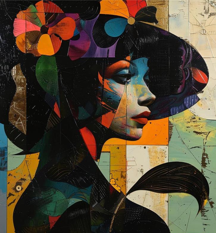 " Mujer con sombrero " Giclee van Alberto Ricardo, Antiek en Kunst, Kunst | Schilderijen | Modern, Ophalen of Verzenden