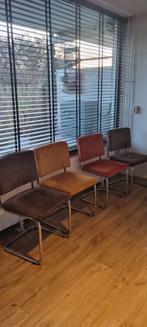 Zuiver Ribstof Stoelen - Set van 4, Gebruikt, Bruin, Ophalen of Verzenden, Metaal
