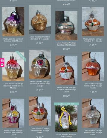 Oude antieke vintage kerstballen mandje bloemenmand