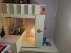 hoogslaper wit en roze met bureau met 4 lades, Ophalen, Gebruikt, Eenpersoons, 160 tot 180 cm