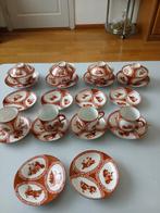 Japans porselein theekopjes schoteltjes rood goud servies, Antiek en Kunst, Antiek | Servies los, Ophalen