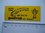 sticker oud Meppel piraat zender GOUDVINK vera lin retro, Verzamelen, Stickers, Verzenden, Zo goed als nieuw, Bedrijf of Vereniging
