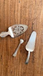 Verzilverde taartscheppen en suikerklontjestang, Antiek en Kunst, Ophalen of Verzenden