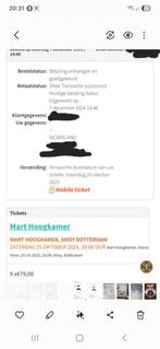 2 kaarten Mart Hoogkamer Ahoy 25 okt - Staanplaatsen, Twee personen, Oktober