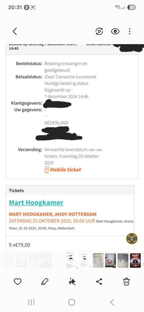 2 kaarten Mart Hoogkamer Ahoy 25 okt - Staanplaatsen, Tickets en Kaartjes, Concerten | Nederlandstalig, Twee personen, Oktober