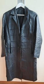 Franse zwarte leren jas smal model maat 36-38, Ophalen of Verzenden, Gedragen, Maat 36 (S), Zwart