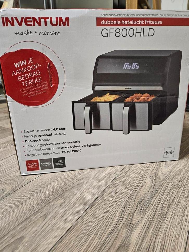 Nieuw in doos Dubbele Airfryer Inventum 8 liter GF800HLD, Witgoed en Apparatuur, Frituurpannen, Nieuw, 4 liter of meer, Duo-friteuse