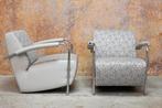ZGANieuw 2 grijze stoffen Leolux Scylla design fauteuils, Ophalen, LEolux, Design, 75 tot 100 cm