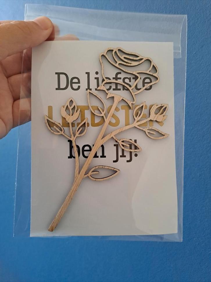 Houten Bloem - Dag van de Leerkracht Cadeau, Hobby en Vrije tijd, Knutselen, Nieuw, Knutselwerk, Ophalen of Verzenden