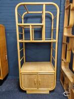 Vintage handgemaakte  Rotan kast jaren 70, Ophalen, Glas, 75 cm of meer, Bohemian