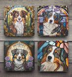 Australian Shepherd Glas in Lood onderzetters met houder, Ophalen of Verzenden, Nieuw, Glas of Kopje