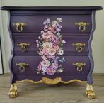 Schattig donkerpaars Buikkastje met Bloemen, Huis en Inrichting, Ophalen, Gebruikt, Vintage, 50 tot 100 cm