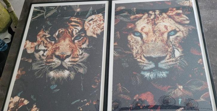 Diamond Painting Schilderijen - Tijger & Leeuw, Antiek en Kunst, Kunst | Overige Kunst, Ophalen