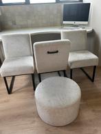 Zgan eetkamerstoelen met poef, Huis en Inrichting, Stoelen, Ophalen, Zo goed als nieuw, Stof